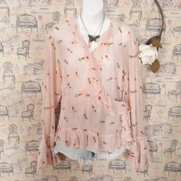 Moda International Tops - Moda international wrap floral blouse size L